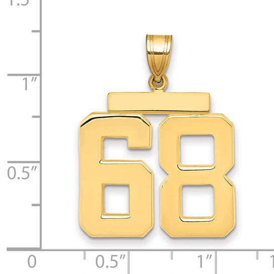 14kt Yellow Gold Large Polished Number 68 Charm