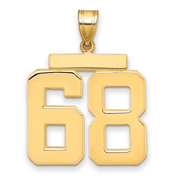 14kt Yellow Gold Large Polished Number 68 Charm