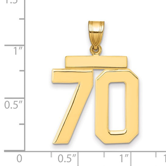 14kt Yellow Gold Large Polished Number 70 Charm