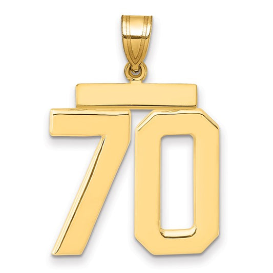 14kt Yellow Gold Large Polished Number 70 Charm