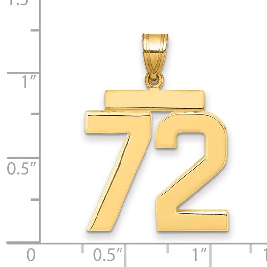 14kt Yellow Gold Large Polished Number 72 Charm