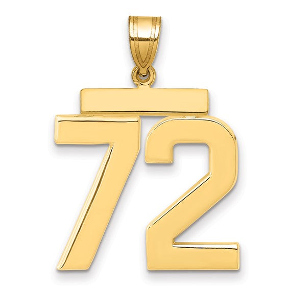 14kt Yellow Gold Large Polished Number 72 Charm