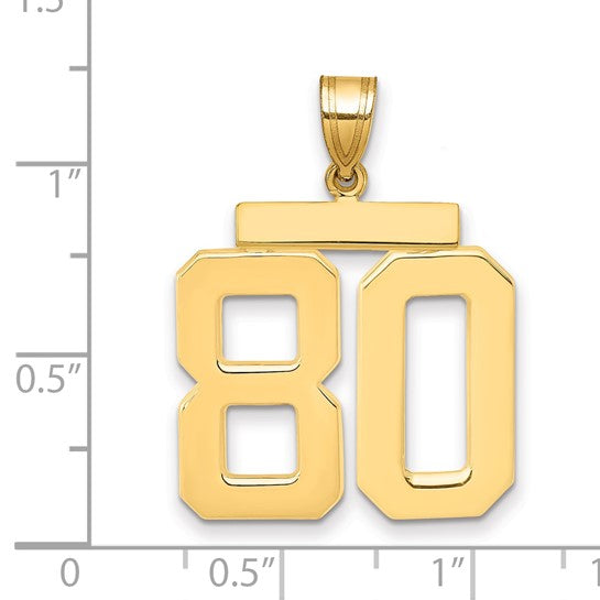 14kt Yellow Gold Large Polished Number 80 Charm