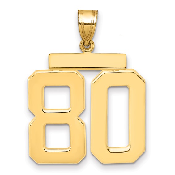 14kt Yellow Gold Large Polished Number 80 Charm