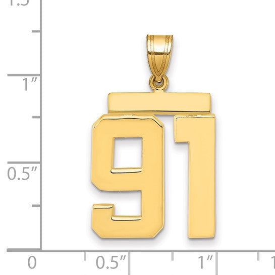 14kt Yellow Gold Large Polished Number 91 Charm