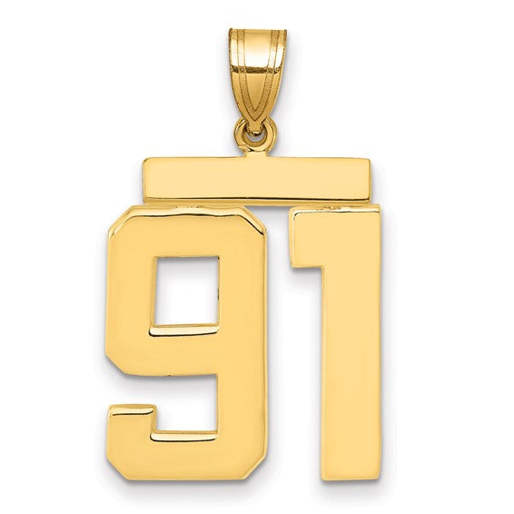 14kt Yellow Gold Large Polished Number 91 Charm