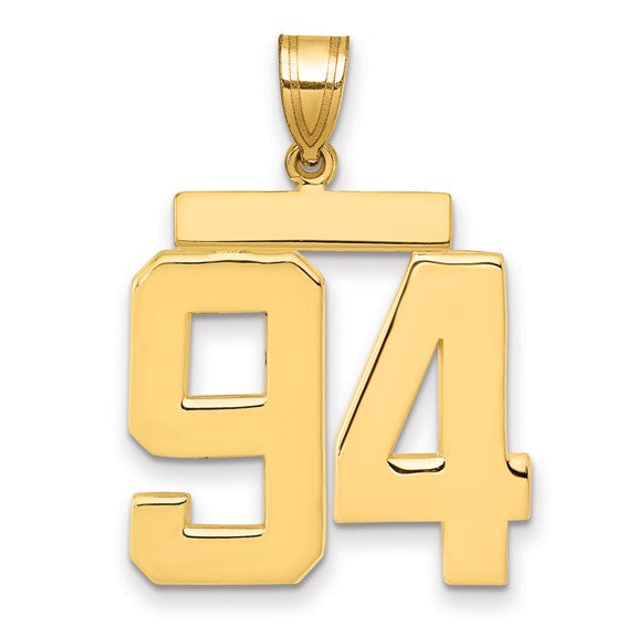 14kt Yellow Gold Large Polished Number 94 Charm