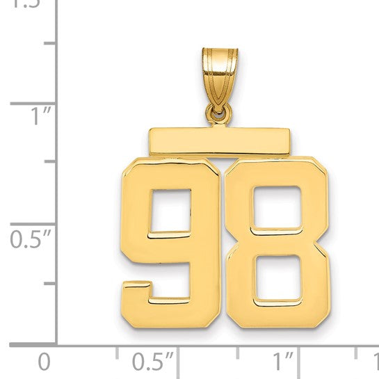 14kt Yellow Gold Large Polished Number 98 Charm