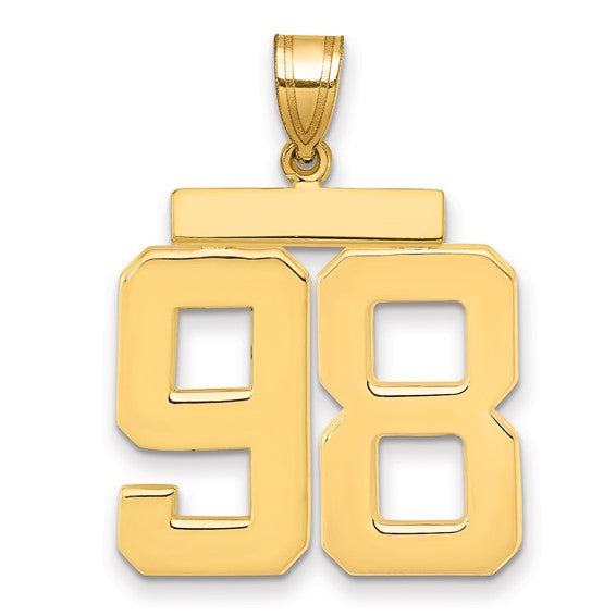 14kt Yellow Gold Large Polished Number 98 Charm