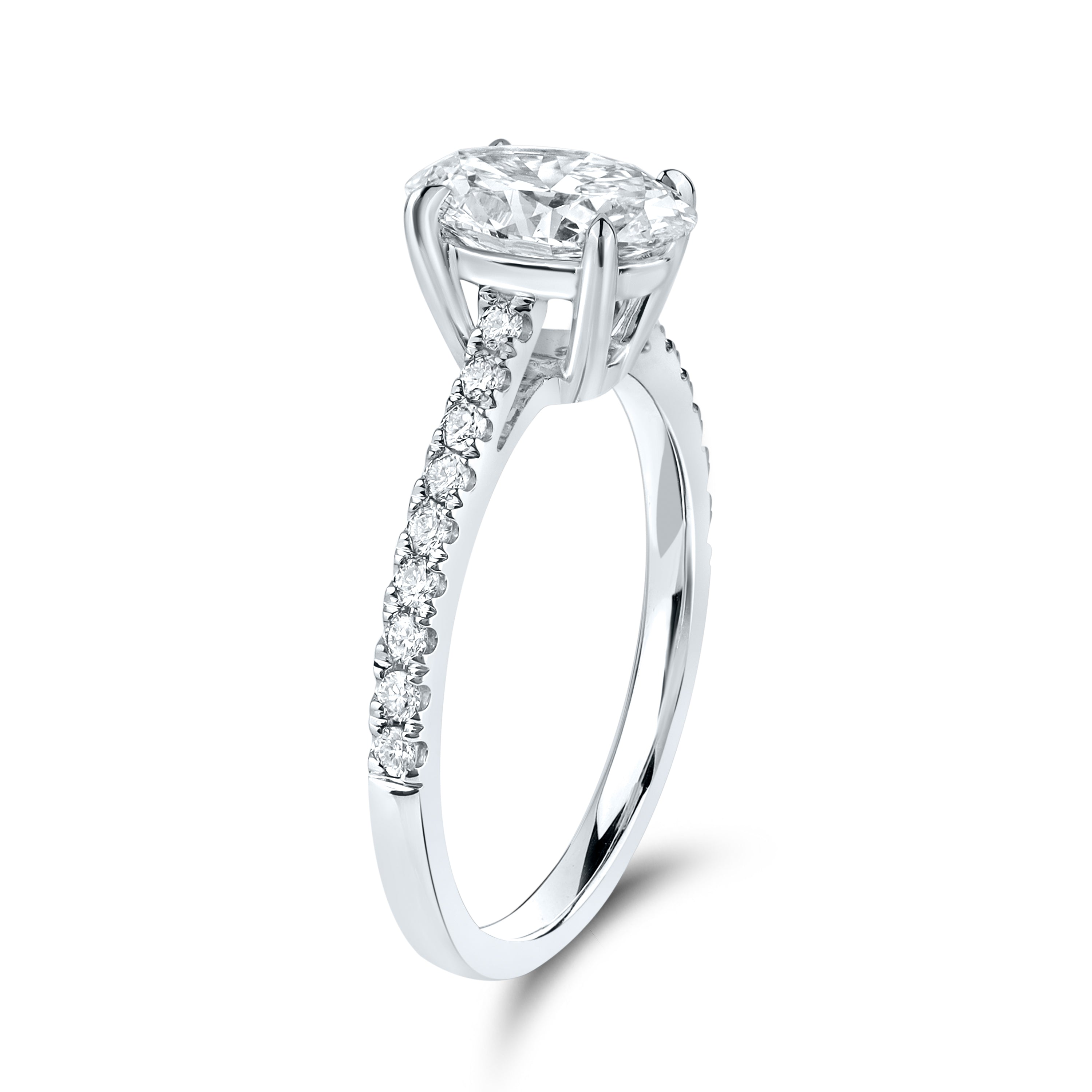 14K WHITE GOLD 1.75 CTW OVAL LAB DIAMOND RING