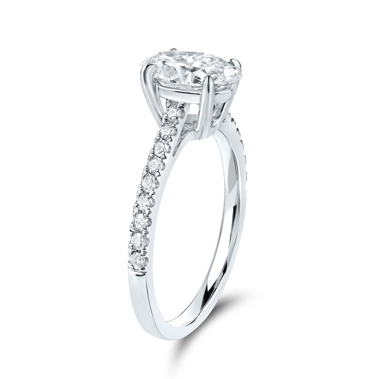 14K WHITE GOLD 1.75 CTW OVAL LAB DIAMOND RING
