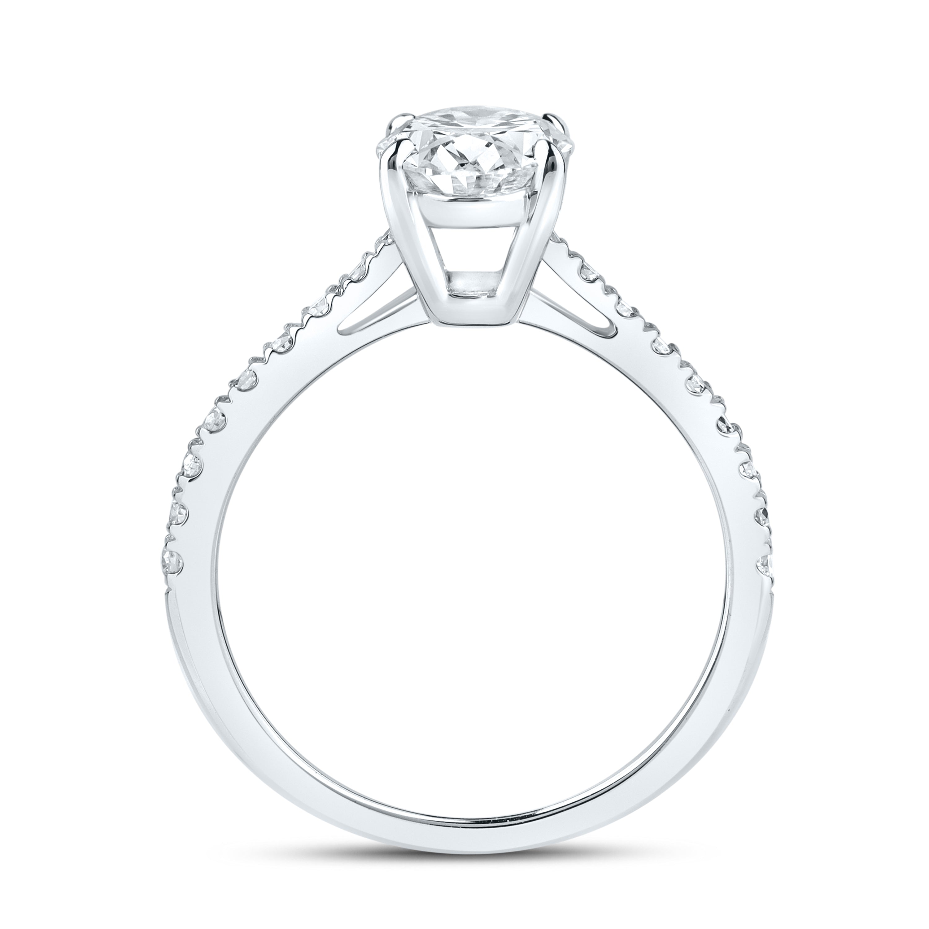 14K WHITE GOLD 1.75 CTW OVAL LAB DIAMOND RING