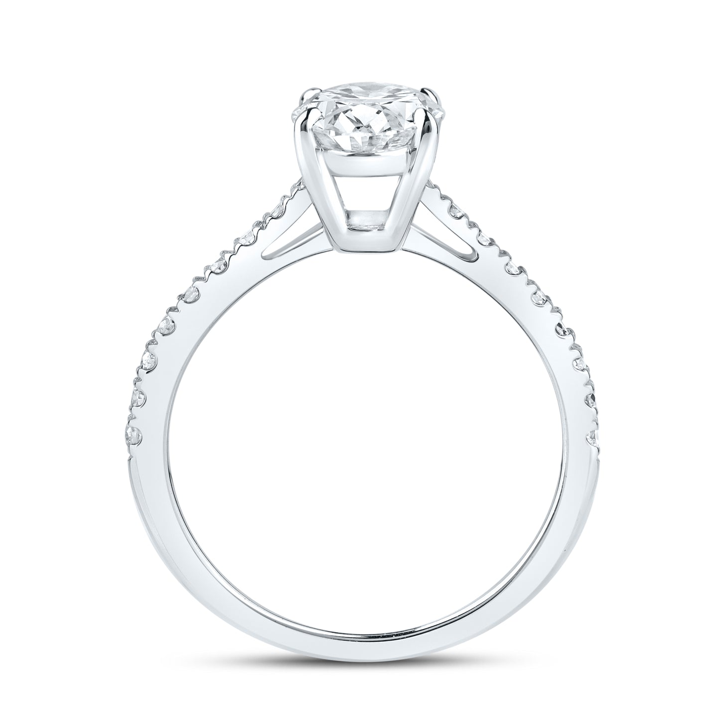 14K WHITE GOLD 1.75 CTW OVAL LAB DIAMOND RING