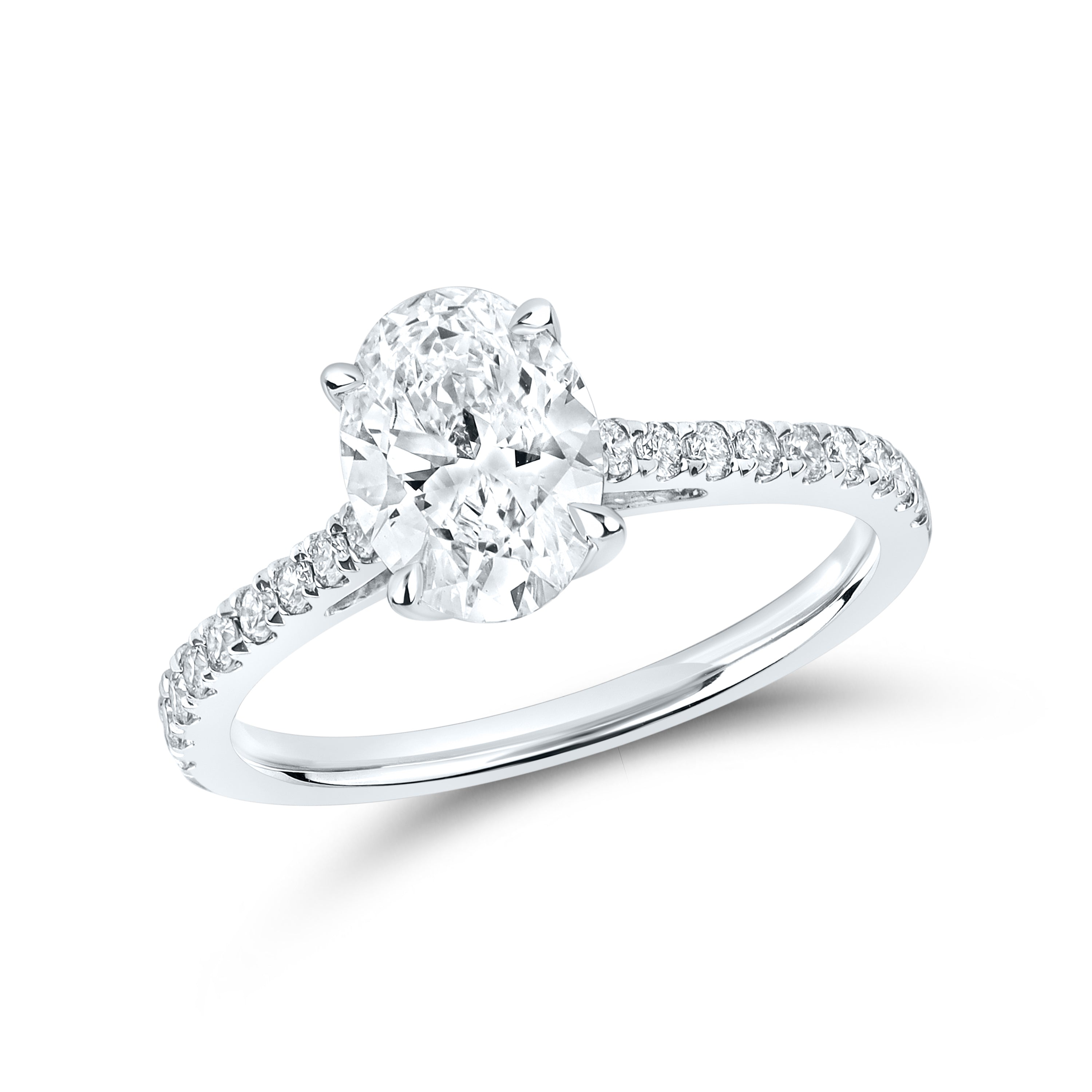 14K WHITE GOLD 1.75 CTW OVAL LAB DIAMOND RING