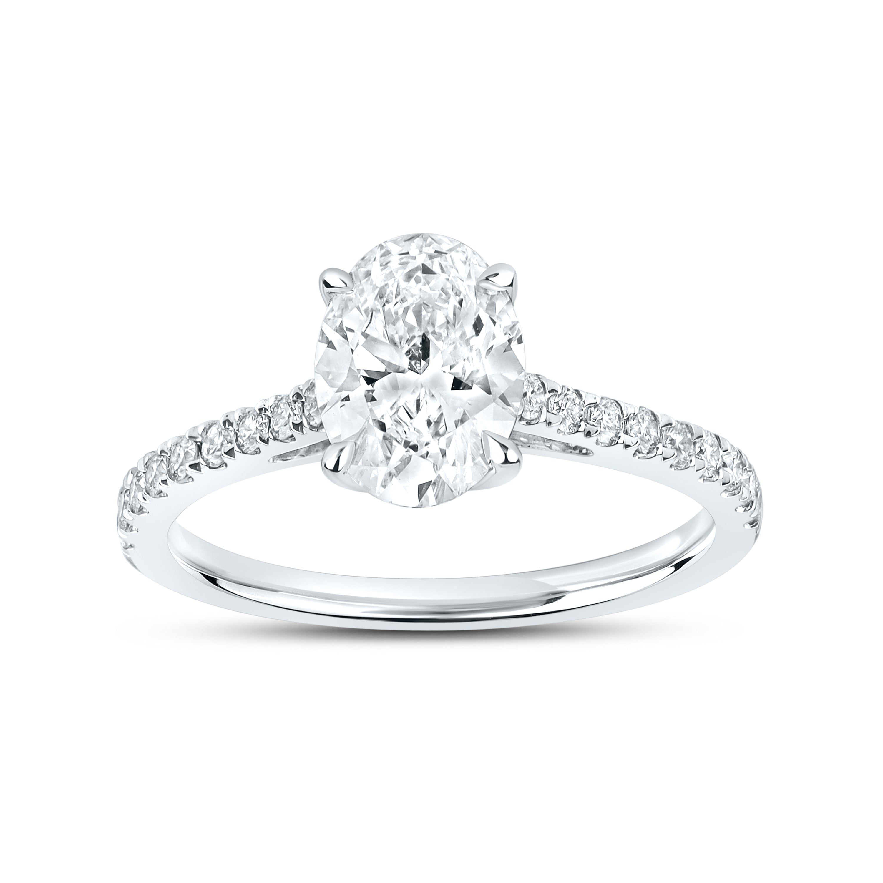 14K WHITE GOLD 1.75 CTW OVAL LAB DIAMOND RING