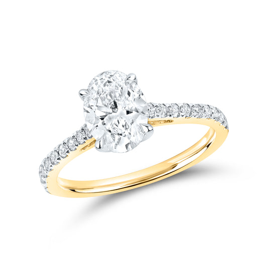 14KT YELLOW GOLD 1.75 CTW OVAL LAB DIAMOND RING