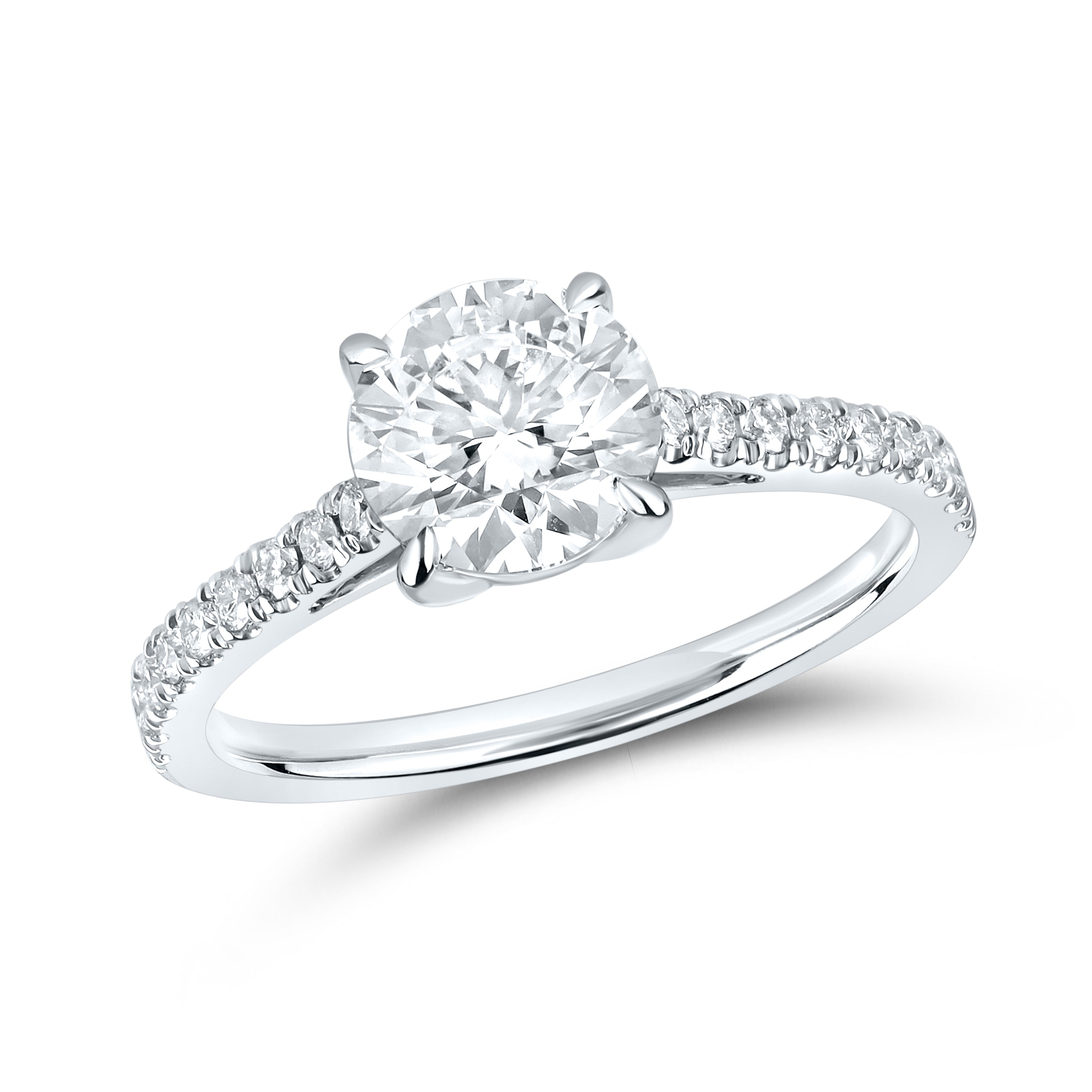 14kt White Gold 1.75 CTW Lab Diamond Round Shape Solitaire Ring