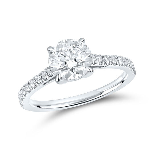 14kt White Gold 1.75 CTW Lab Diamond Round Shape Solitaire Ring