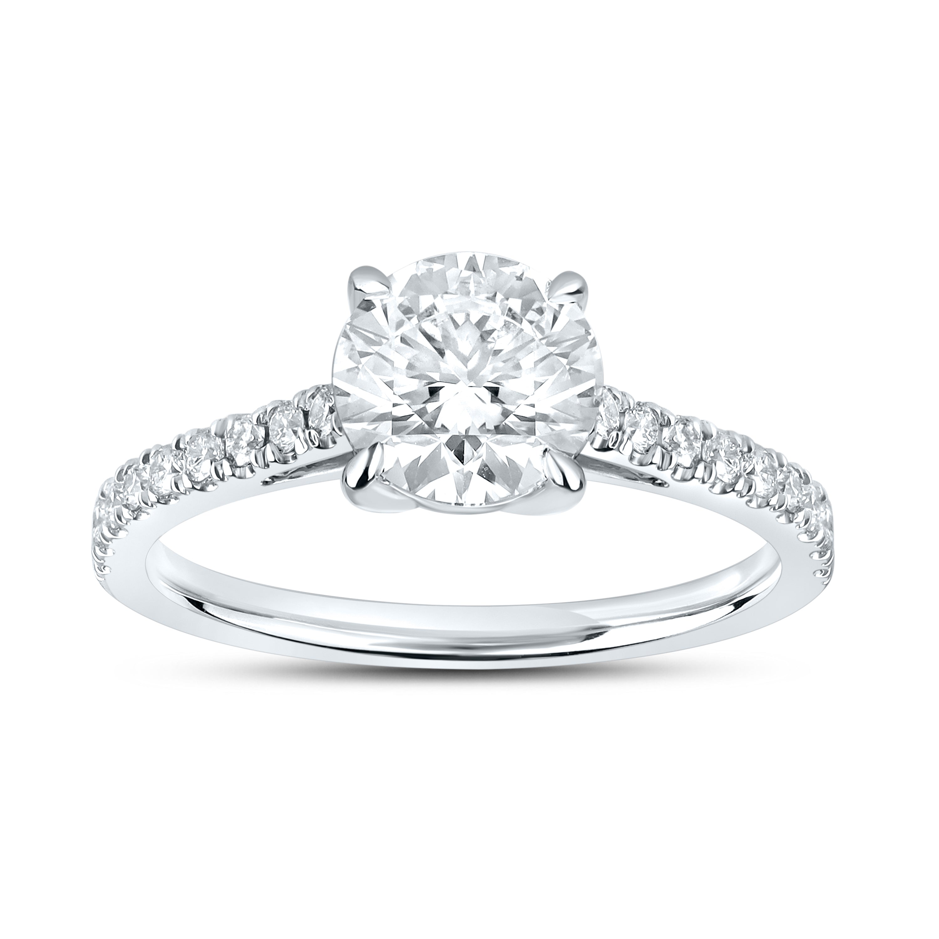 14kt White Gold 1.75 CTW Lab Diamond Round Shape Solitaire Ring