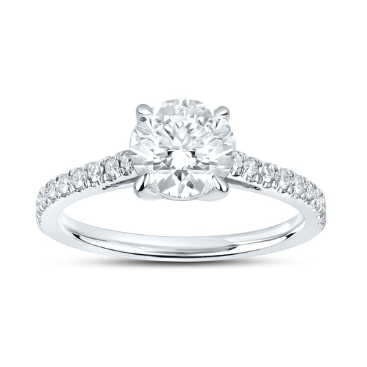 14kt White Gold 1.75 CTW Lab Diamond Round Shape Solitaire Ring