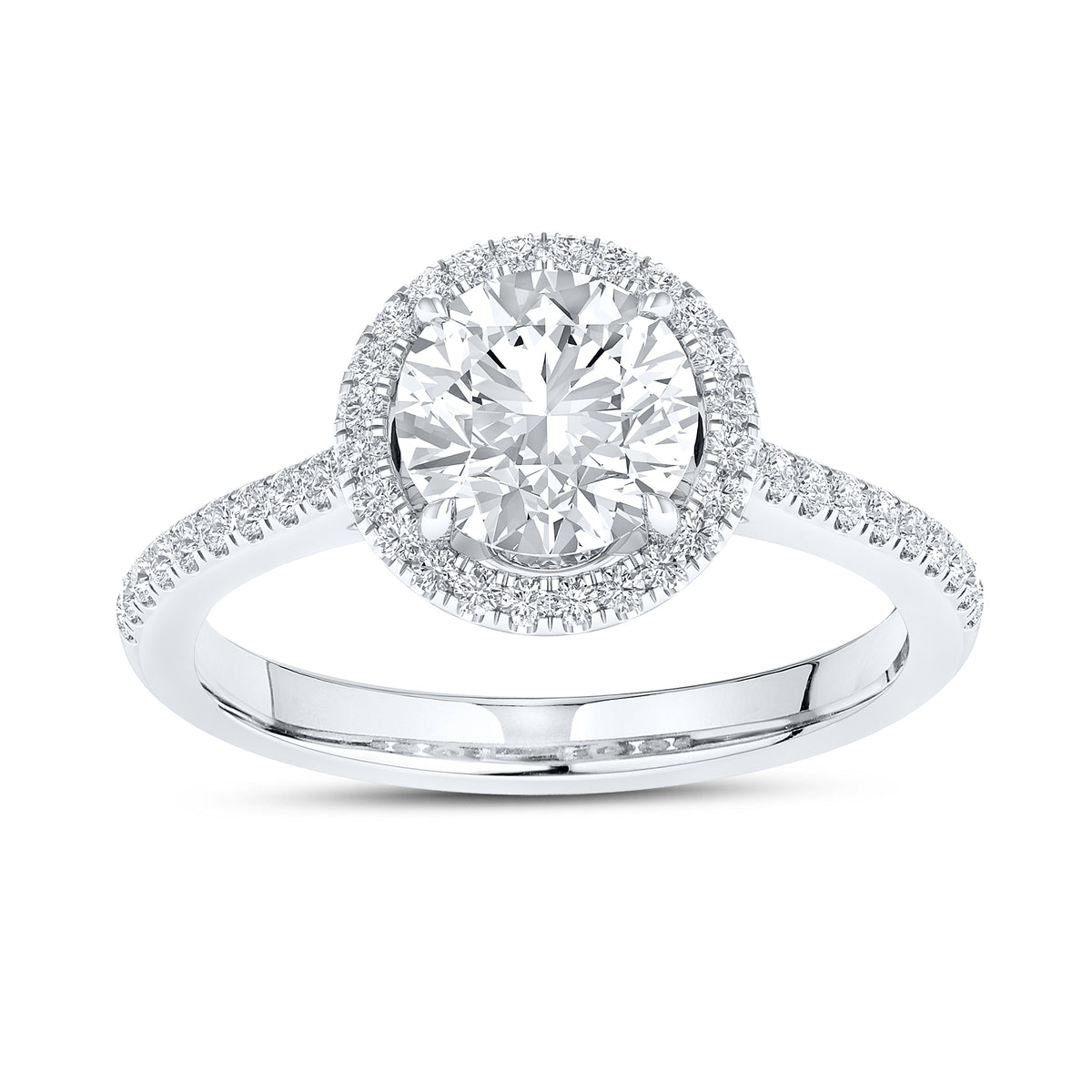 14kt White Gold 2.25 CTW Lab Diamond Round Shape Solitaire Ring