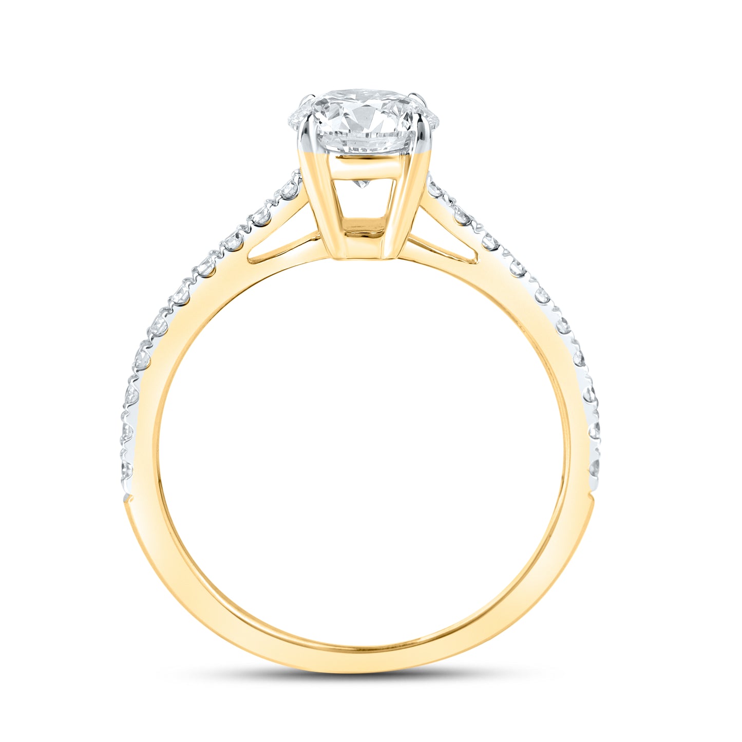 14kt Yellow Gold 1.25 CTW Lab Diamond Round Shape Solitaire Ring