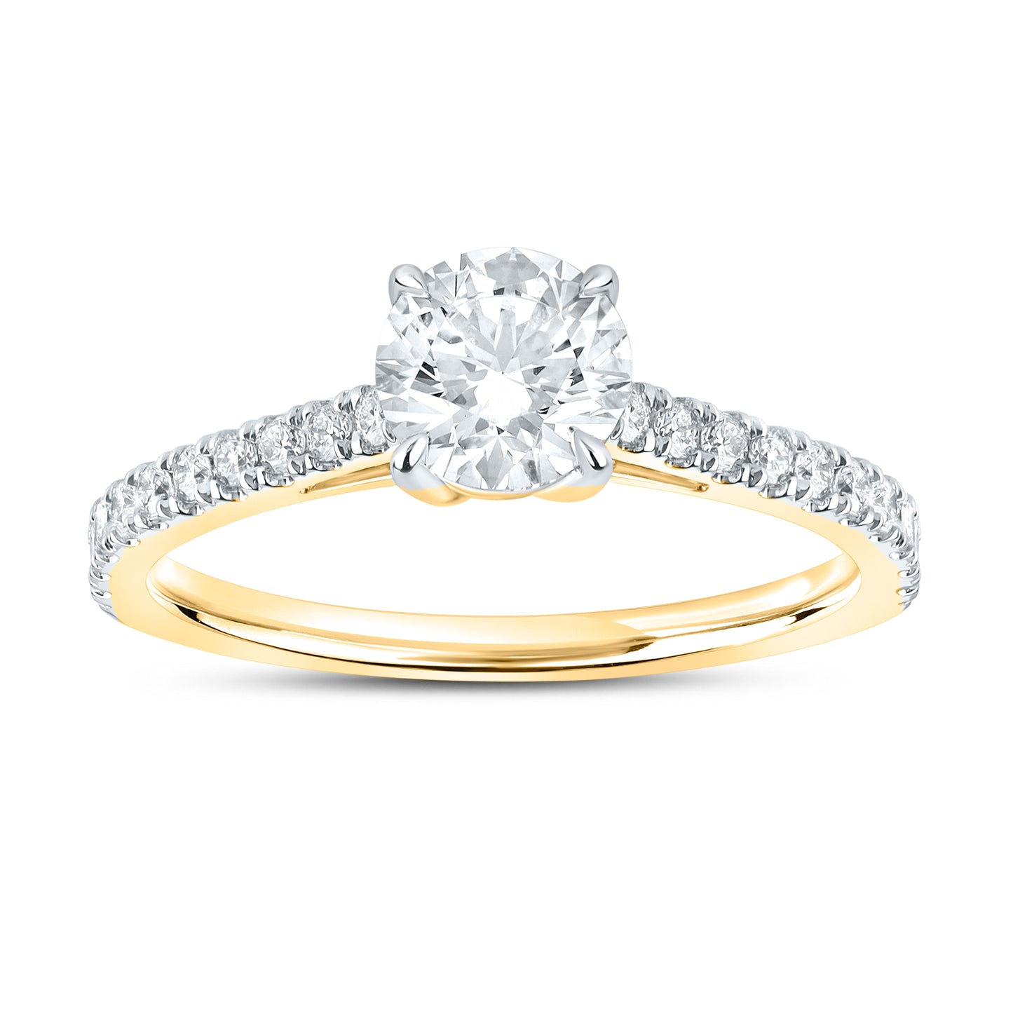 14kt Yellow Gold 1.25 CTW Lab Diamond Round Shape Solitaire Ring