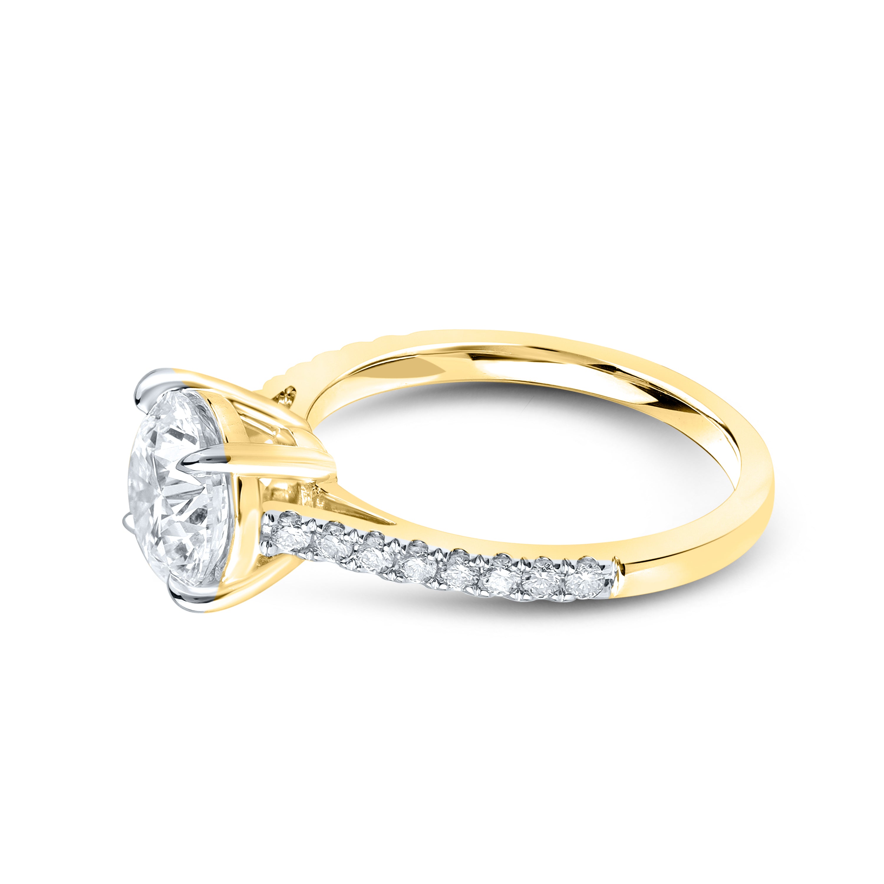 14kt Yellow Gold 2.25 CTW Lab Diamond Round Shape Solitaire Ring