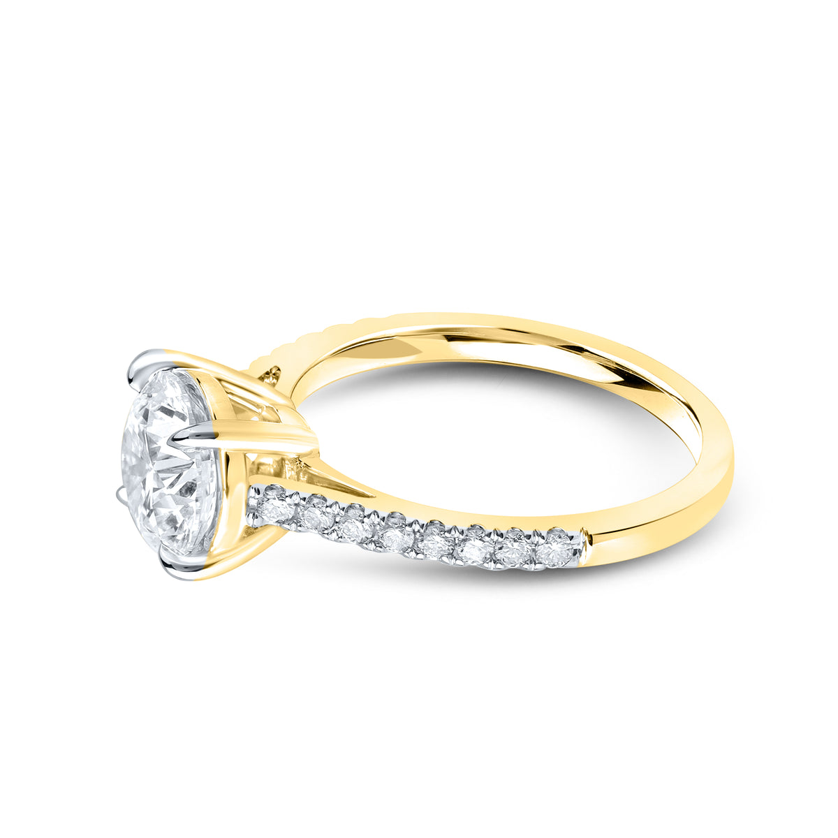 14kt Yellow Gold 2.25 CTW Lab Diamond Round Shape Solitaire Ring