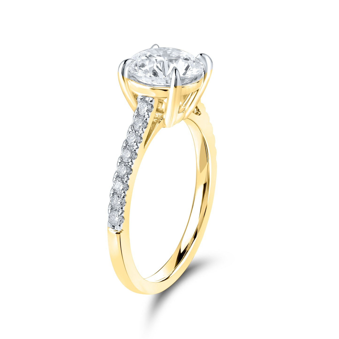 14kt Yellow Gold 2.25 CTW Lab Diamond Round Shape Solitaire Ring