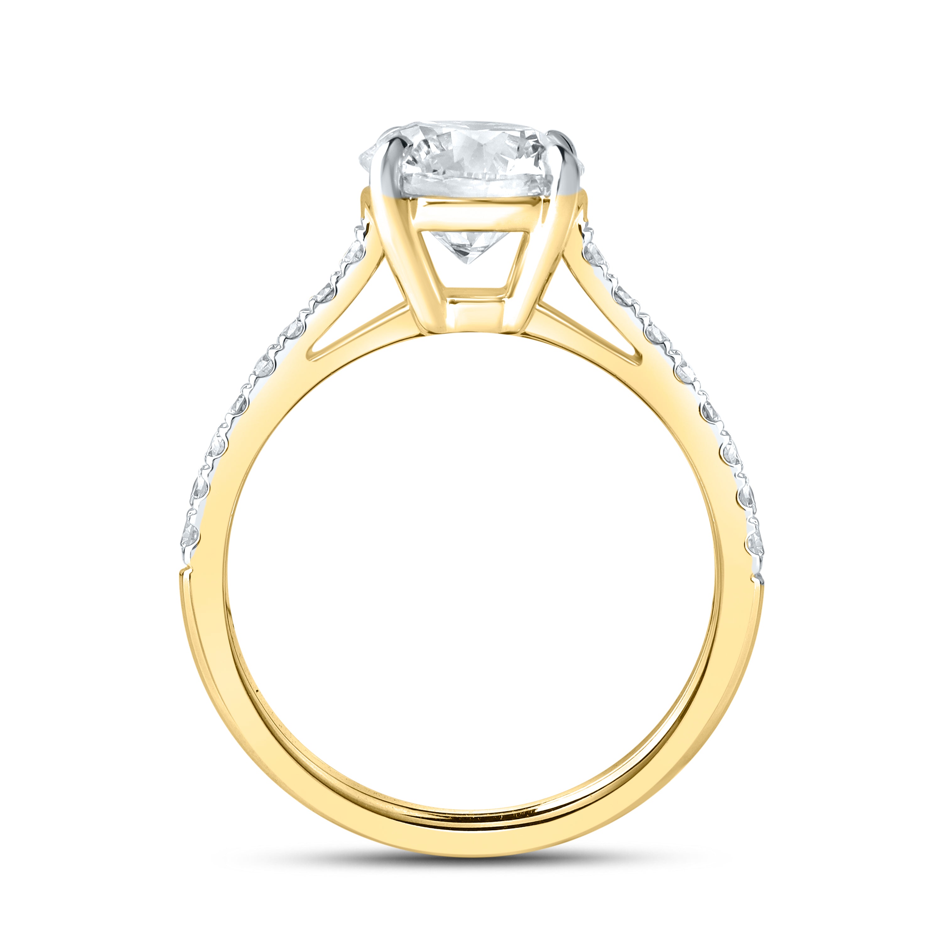 14kt Yellow Gold 2.25 CTW Lab Diamond Round Shape Solitaire Ring