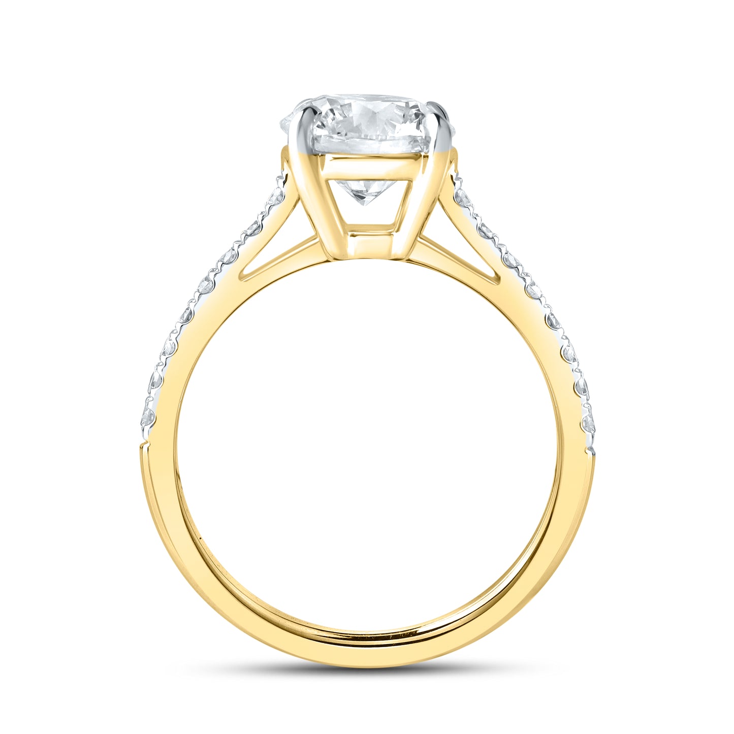 14kt Yellow Gold 2.25 CTW Lab Diamond Round Shape Solitaire Ring