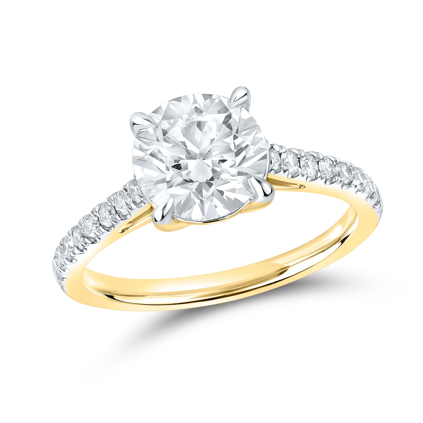 14kt Yellow Gold 2.25 CTW Lab Diamond Round Shape Solitaire Ring
