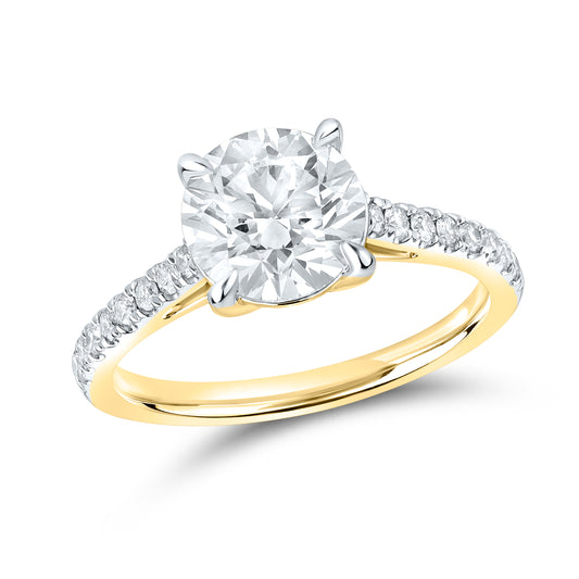 14kt Yellow Gold 2.25 CTW Lab Diamond Round Shape Solitaire Ring