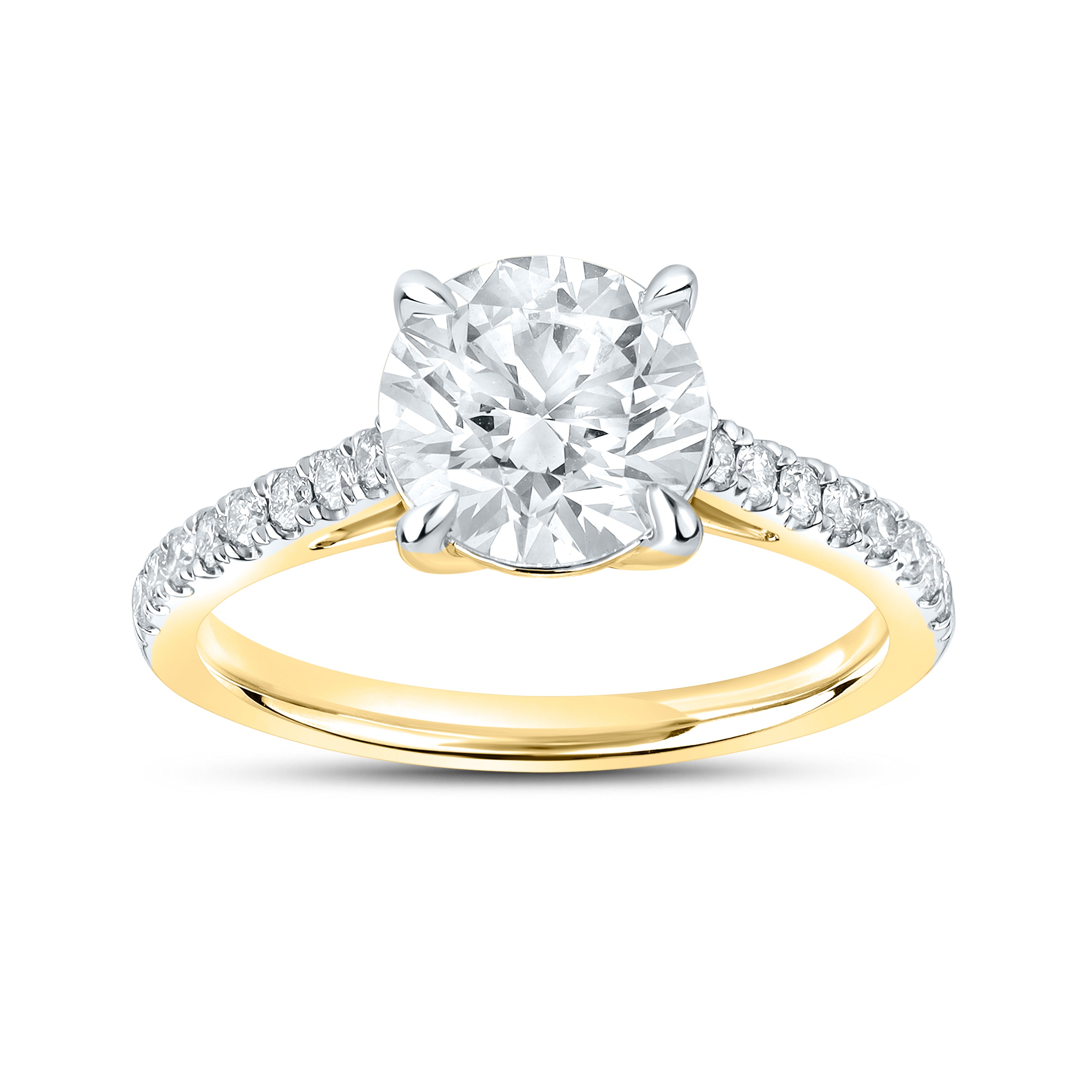 14kt Yellow Gold 2.25 CTW Lab Diamond Round Shape Solitaire Ring