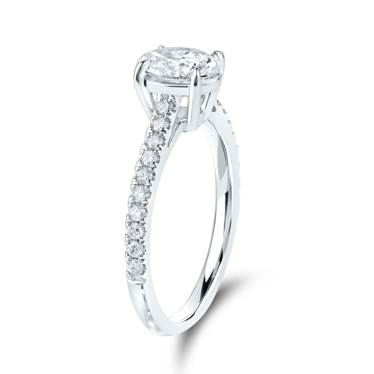 14kt White Gold 1.25 CTW Lab Diamond Oval Shape Solitaire Ring