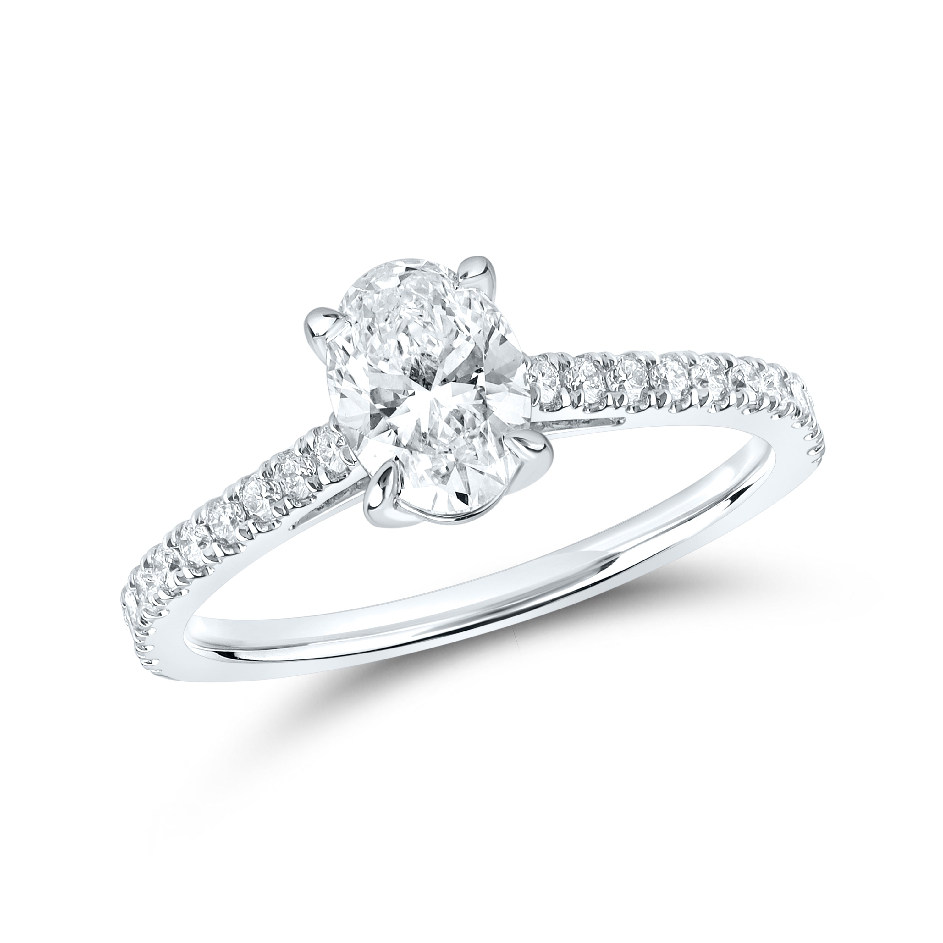 14kt White Gold 1.25 CTW Lab Diamond Oval Shape Solitaire Ring