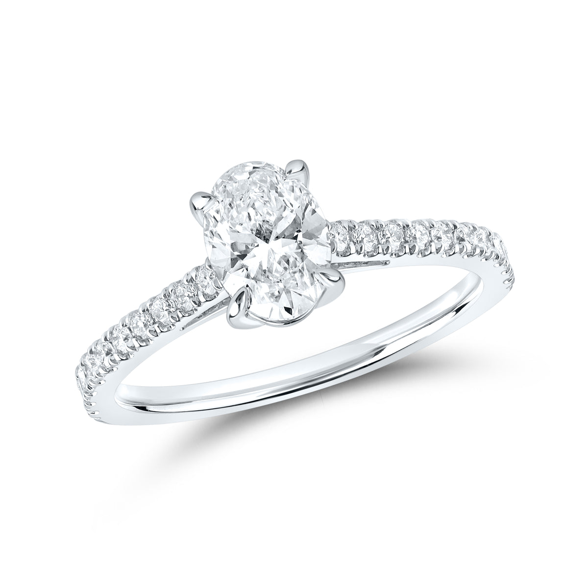 14kt White Gold 1.25 CTW Lab Diamond Oval Shape Solitaire Ring