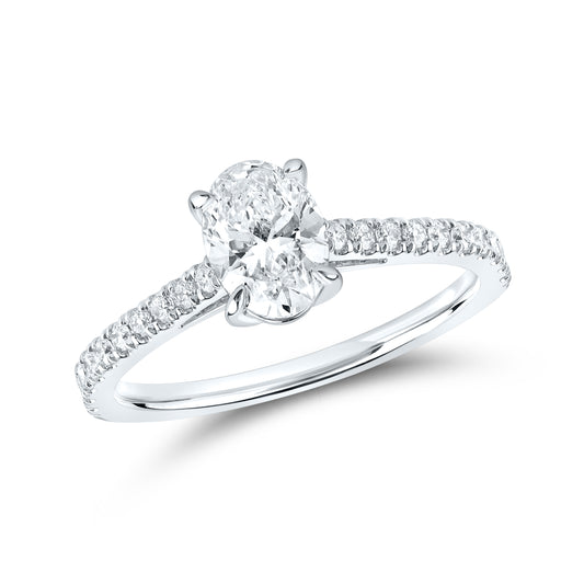 14kt White Gold 1.25 CTW Lab Diamond Oval Shape Solitaire Ring