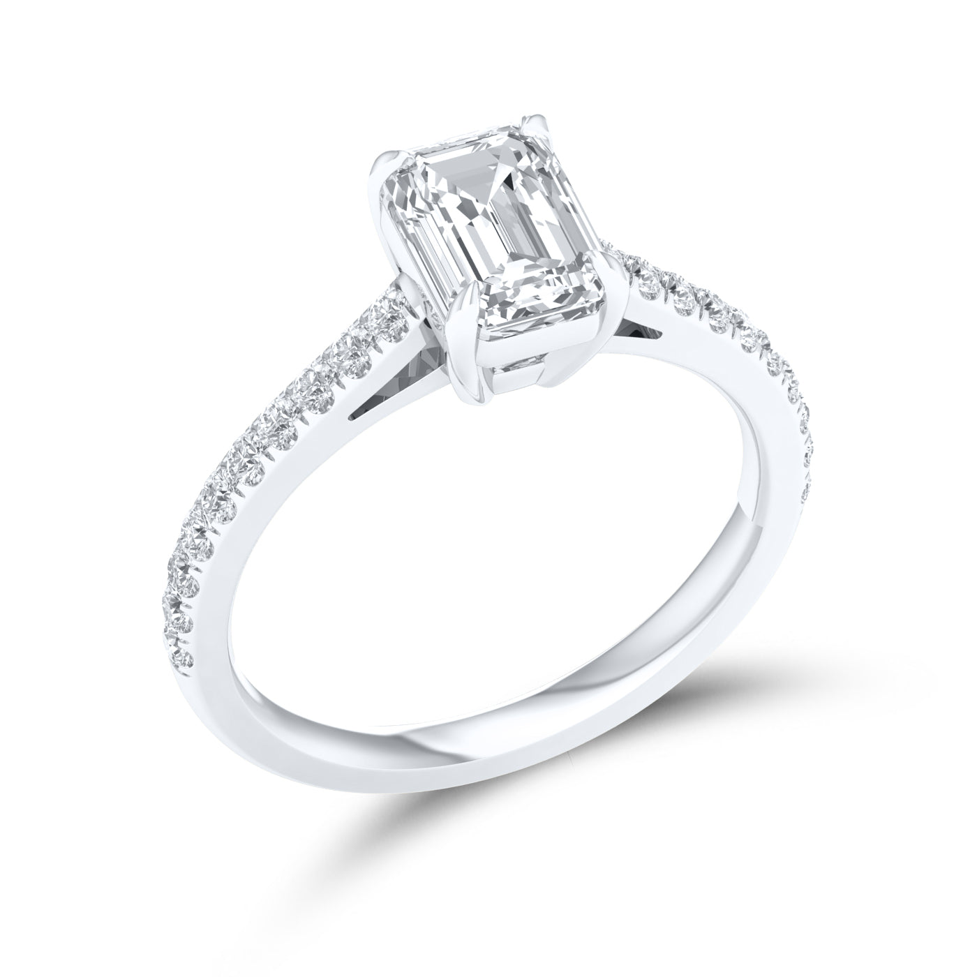 14kt White Gold 1.25 CTW Lab Diamond Emerald Shape Solitaire Ring