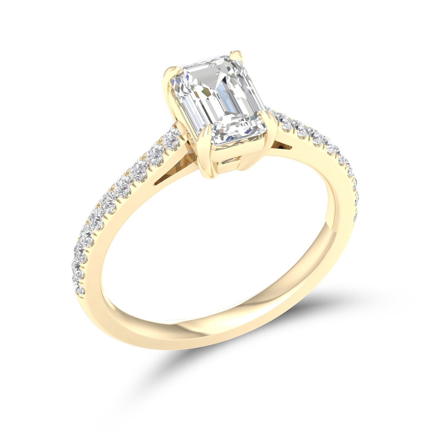 14kt Yellow Gold 1.25 CTW Lab Diamond Emerald Shape Solitaire Ring