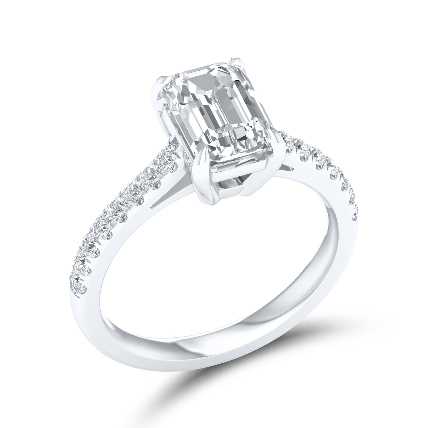 14kt White Gold 2.25 CTW Lab Diamond Emerald Shape Solitaire Ring