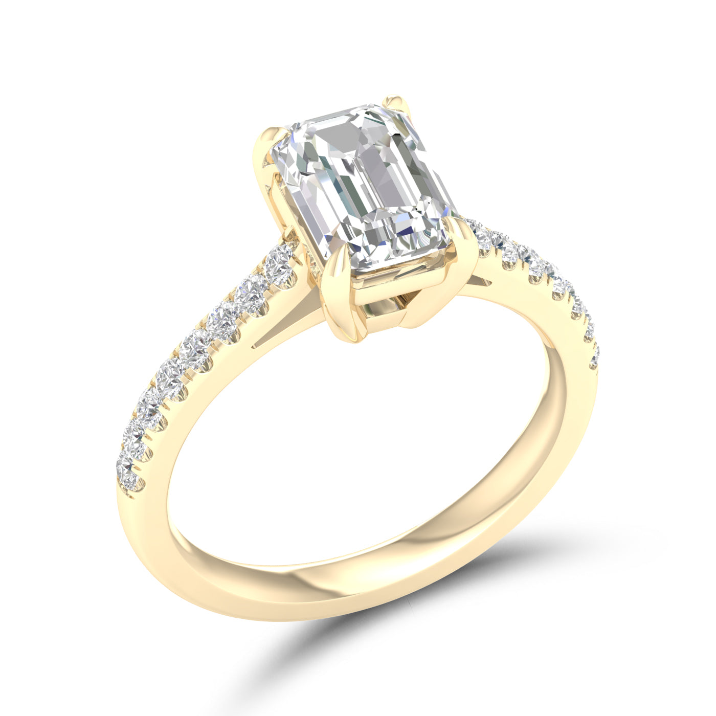 14kt Yellow Gold 2.25 CTW Lab Diamond Emerald Shape Solitaire Ring