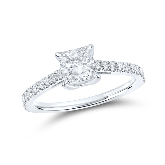 14kt White Gold 1.25 CTW Princes shape Lab Diamond Solitaire Ring
