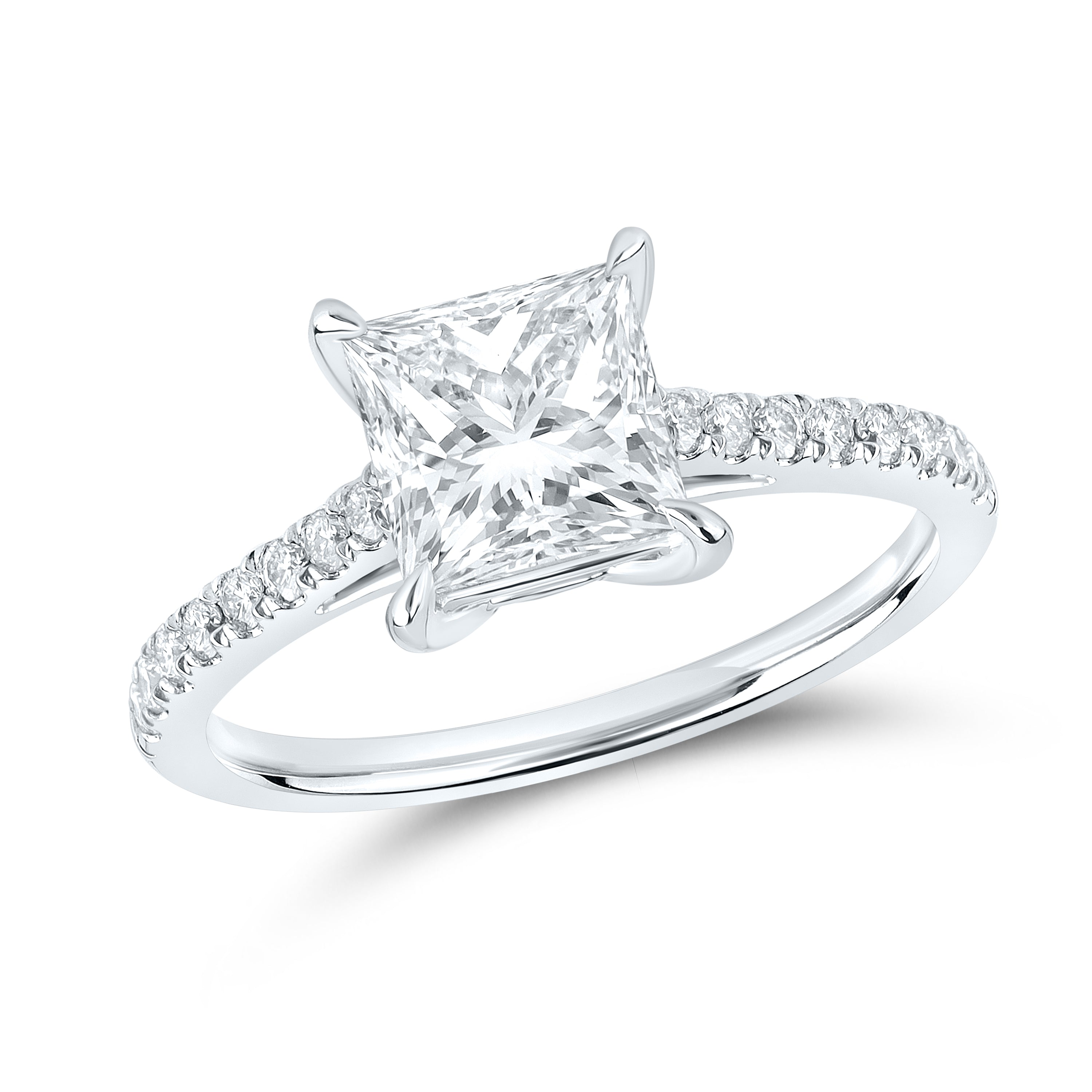 14kt White Gold 2.25 CTW Lab Diamond Princes Shape Solitaire Ring