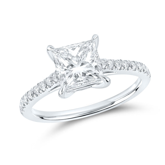 14kt White Gold 2.25 CTW Lab Diamond Princes Shape Solitaire Ring