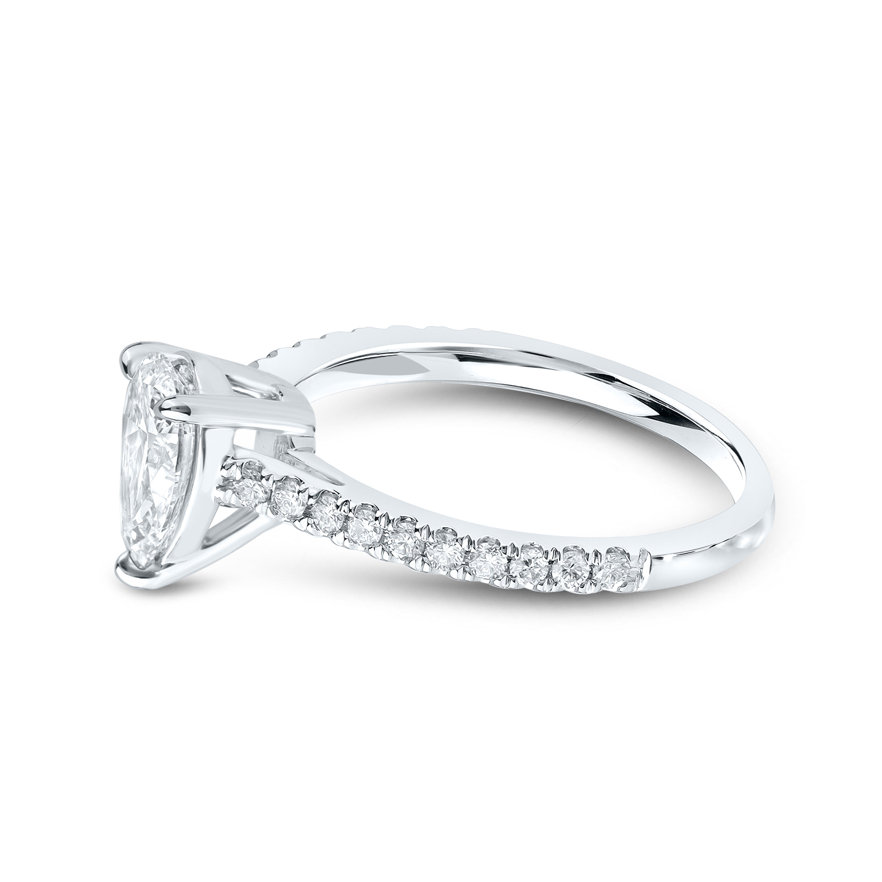 14k WHITE GOLD 1.25 CTW PEAR SHAPE LAB DIAMOND RING