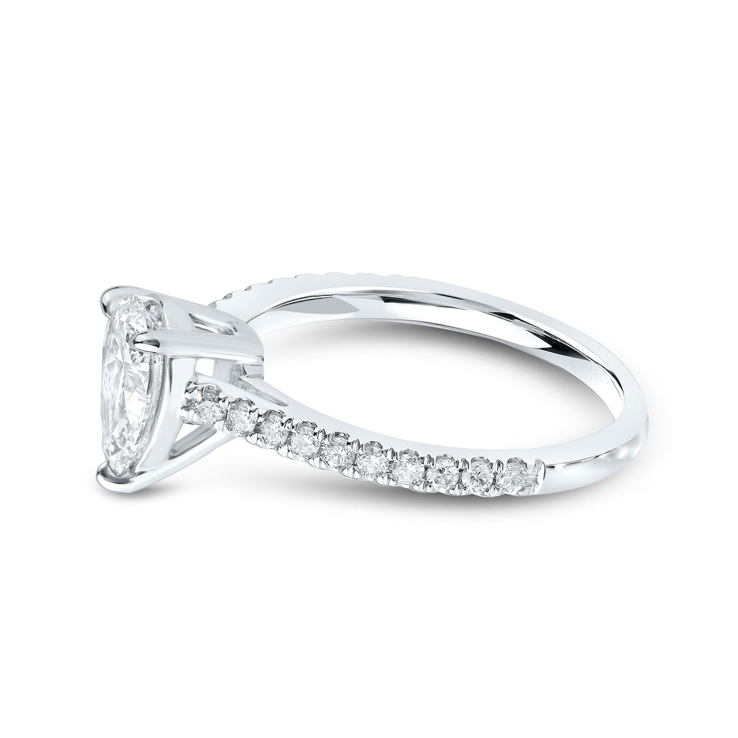 14k WHITE GOLD 1.25 CTW PEAR SHAPE LAB DIAMOND RING
