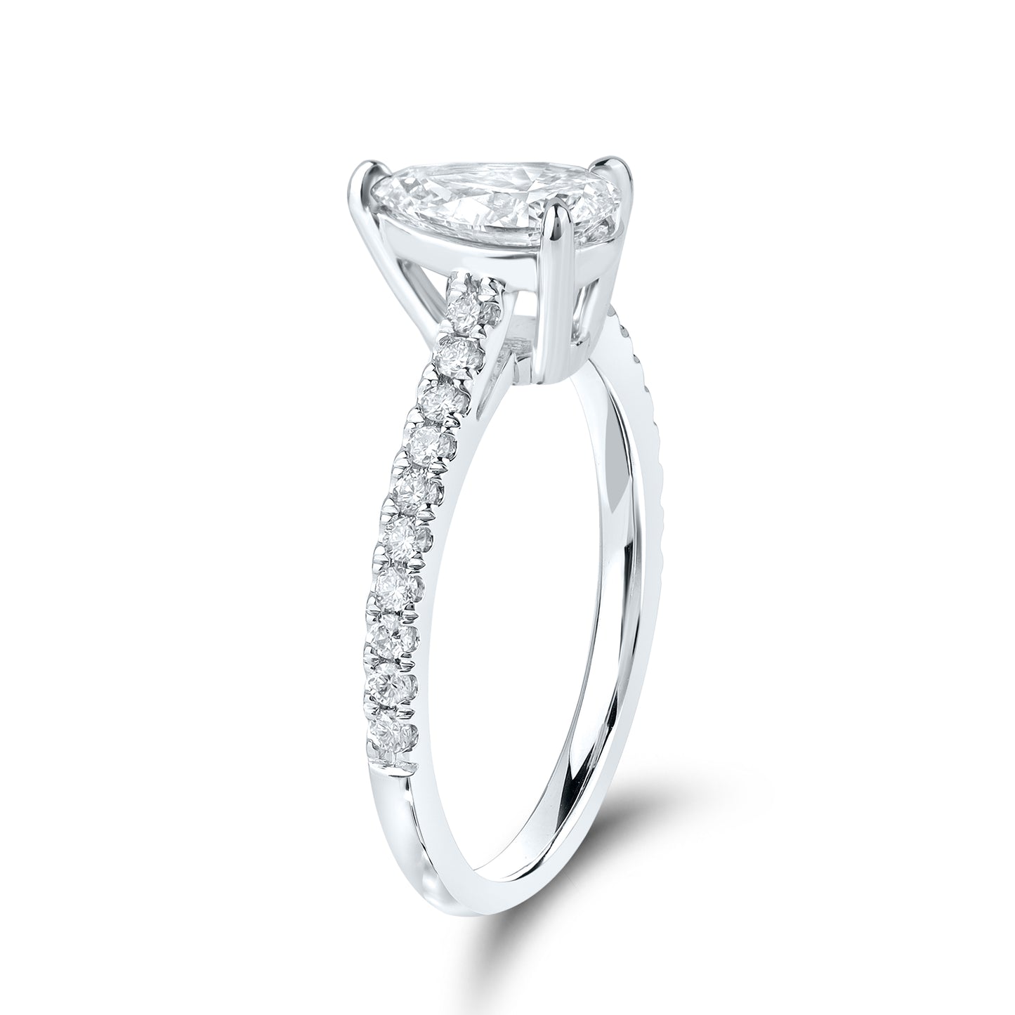 14k WHITE GOLD 1.25 CTW PEAR SHAPE LAB DIAMOND RING