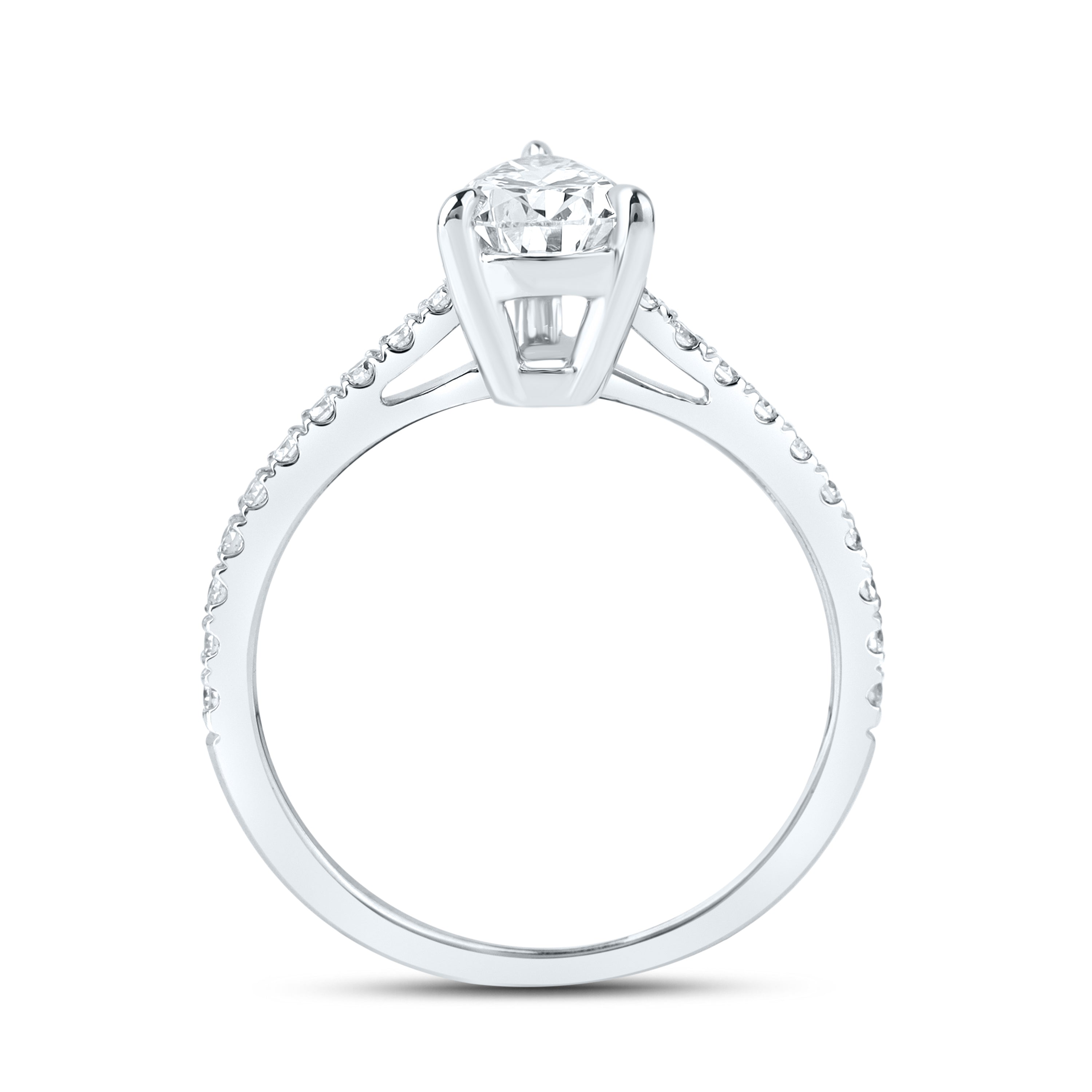 14k WHITE GOLD 1.25 CTW PEAR SHAPE LAB DIAMOND RING